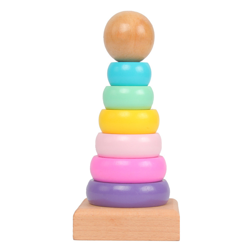 Woodworking For Kids - Children Rainbow Tower Ferrule Wooden Toy