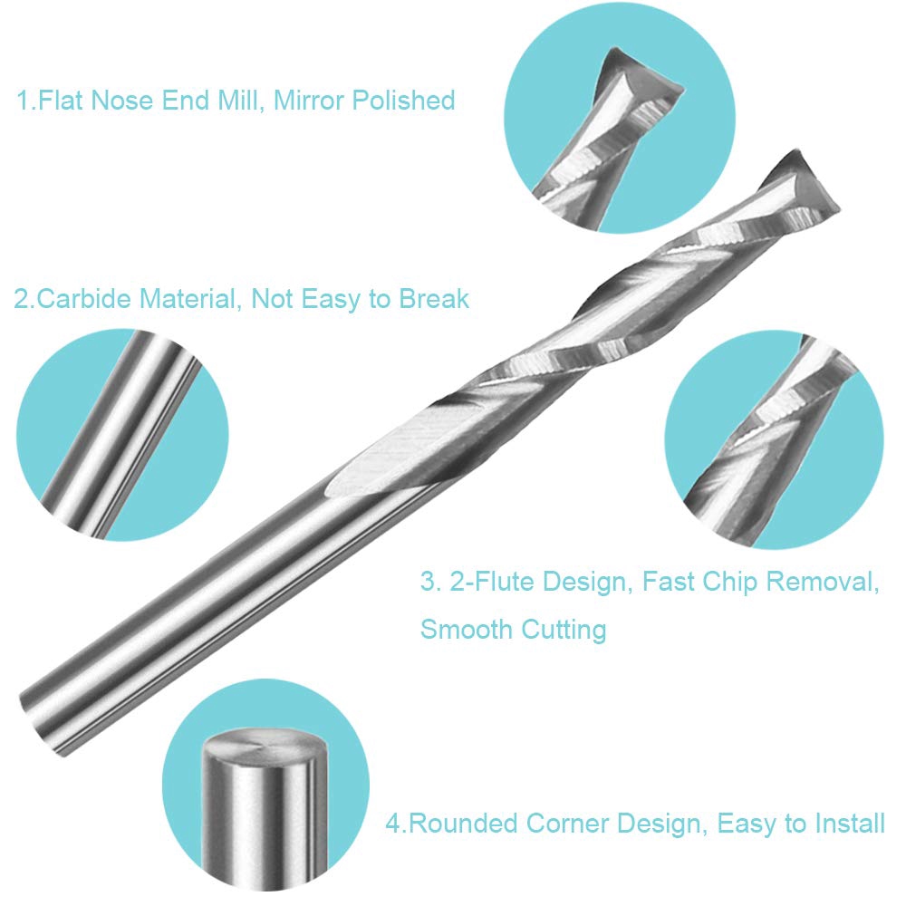 10pcs 3.175 1/8 Shank 2 Flutes - огляд і ціна Woodworking Nc