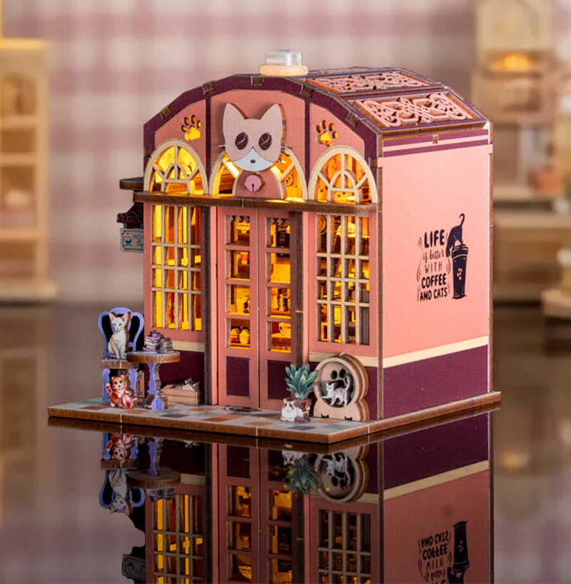 DIY Wooden Cat Cafe Cabin Mini - огляд і ціна Woodworking Kits For Kids